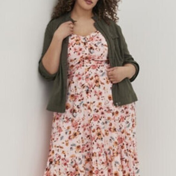 torrid Dresses & Skirts - Button Front Midi Dress - Challis Floral Pink